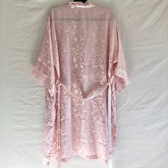 Vintage VS Pink Satin Jacquard Robe OS - Picture 2 of 10